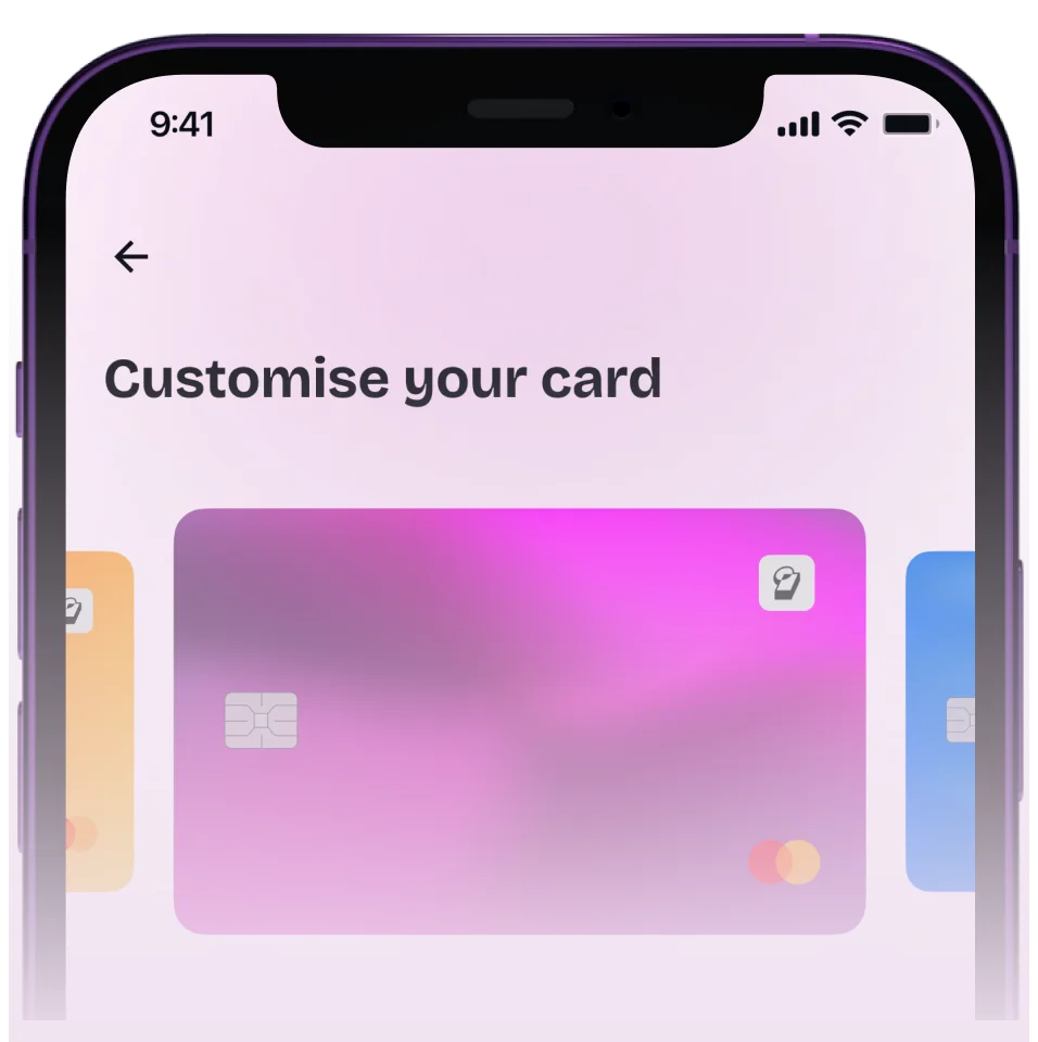 Qash card customisation screen on phone